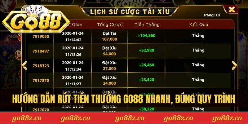 Hướng dẫn rút tiền thưởng Go88 nhanh chóng, đúng quy trình