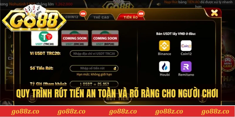 Quy trình rút tiền an toàn và rõ ràng cho người chơi